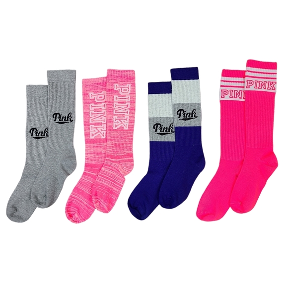 PINK Victoria's Secret Accessories 4 Pairs Of Pink By Victorias Secret Knee High Tall Socks